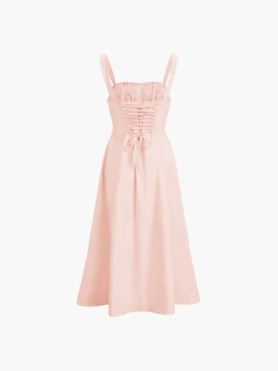 Saga® | Lace-up Long Sling Midi Dress