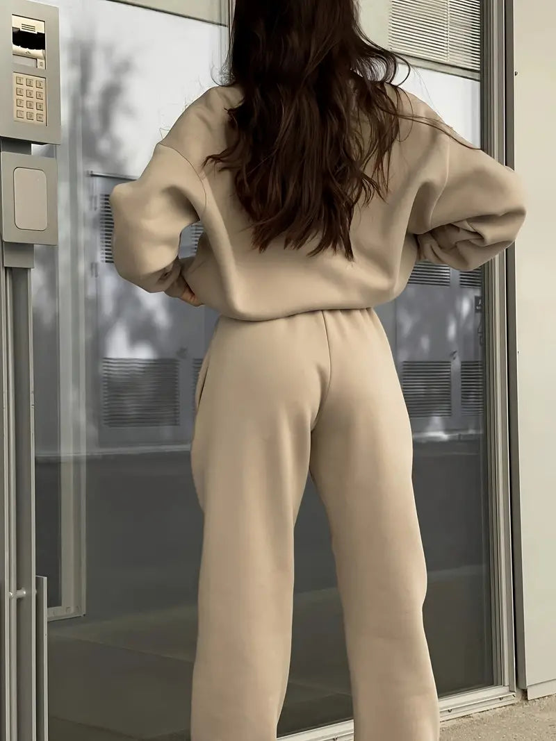 Vera® | Lapel Solid Color Zipped Casual Matching Set