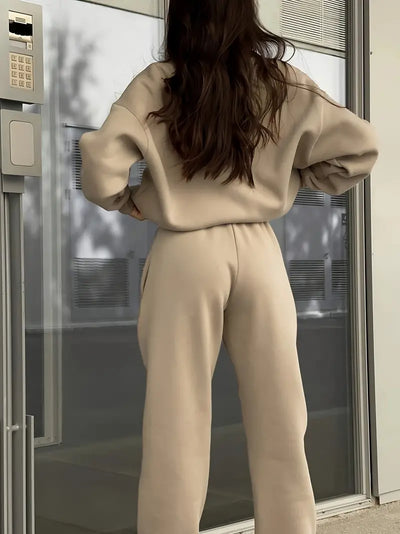 Vera® | Lapel Solid Color Zipped Casual Matching Set