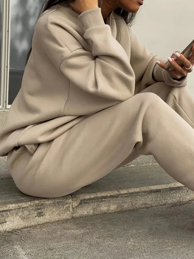 Vera® | Lapel Solid Color Zipped Casual Matching Set