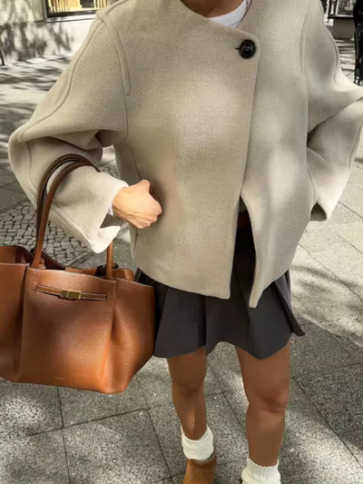 Adelaida® | Woolen O-neck Short Coat