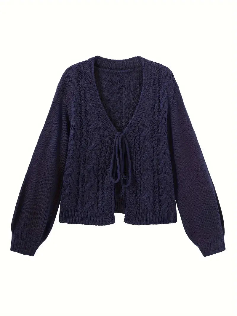 Aine® | Deep V-neck Navy Blue Cardigan