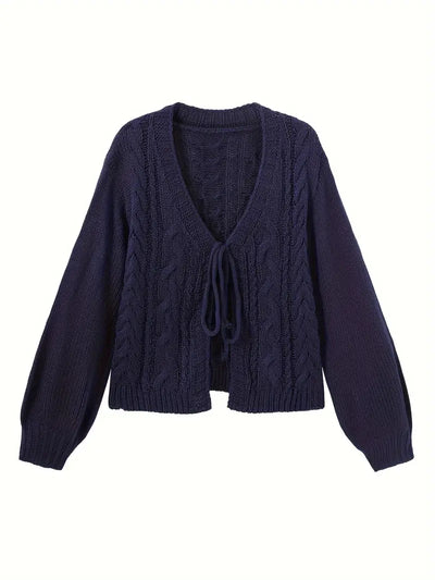 Aine® | Deep V-neck Navy Blue Cardigan