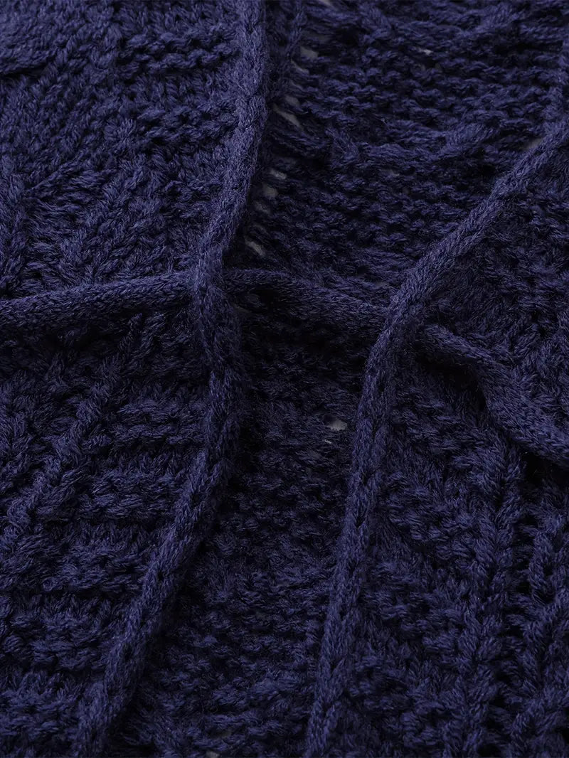 Aine® | Deep V-neck Navy Blue Cardigan