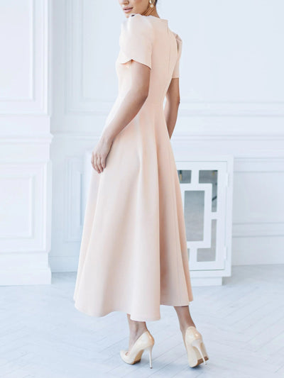 Tilde® | Elegant High-neck Bud Sleeve Midi Dress